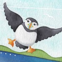 Puffin & Gannet, Isle of May Print | Limited Edition Art Print | Louise Stocker