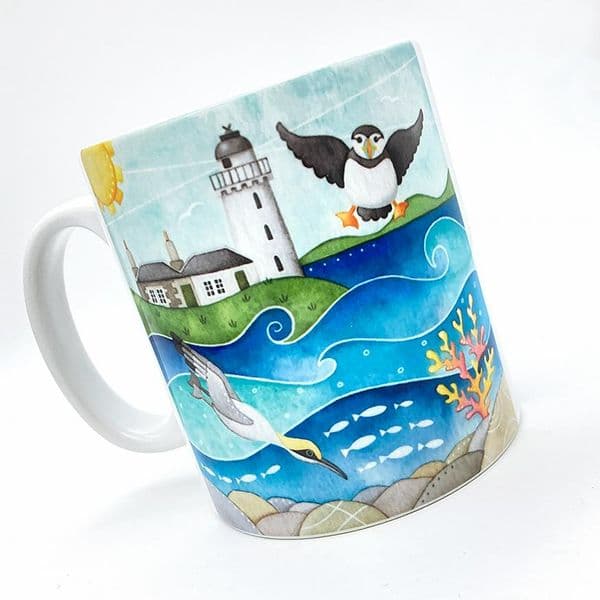 Puffin & Gannet Mug | Coastal Mug | Louise Stocker