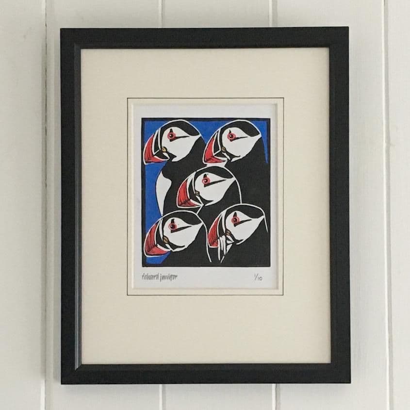 Puffin Linocut Print