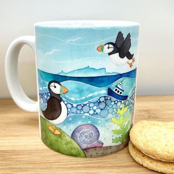 Puffin Mug Isle of May | Seaside Mug | Louise Stocker