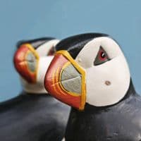 Puffin Pair | Carved Wooden Birds | Hand Carved Birds