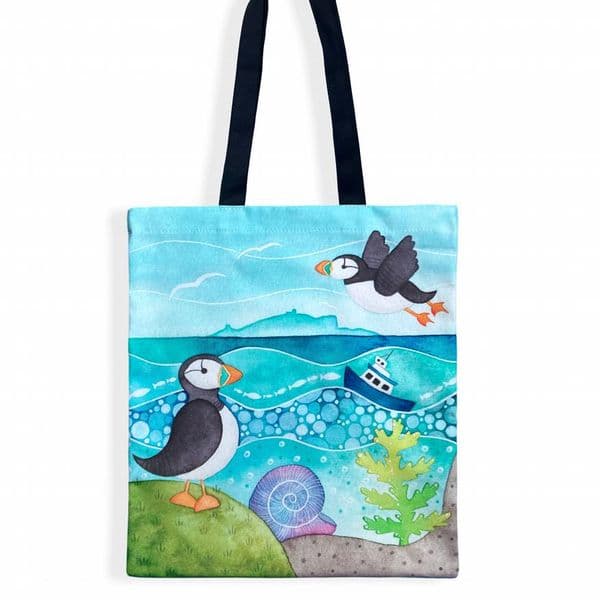 Puffin - Shopping Tote Bag | Louise Stocker