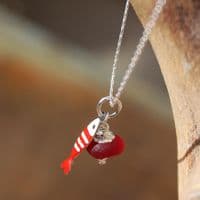 Rare Red Sea Glass Pendant with Little Fish Charm | Beach Glass Jewellery | Melinda Llewdib