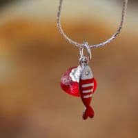 Rare Red Sea Glass Pendant with Little Fish Charm | Beach Glass Jewellery | Melinda Llewdib