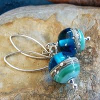 Round Deep Blue Sea Earrings | Glass Jewellery | Julie Fountain