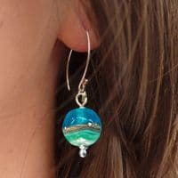 Round Deep Blue Sea Earrings | Glass Jewellery | Julie Fountain