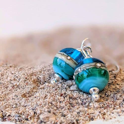 Round Deep Blue Sea Earrings