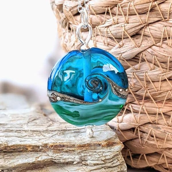 Round Deep Blue Sea Pendant | Julie Fountain