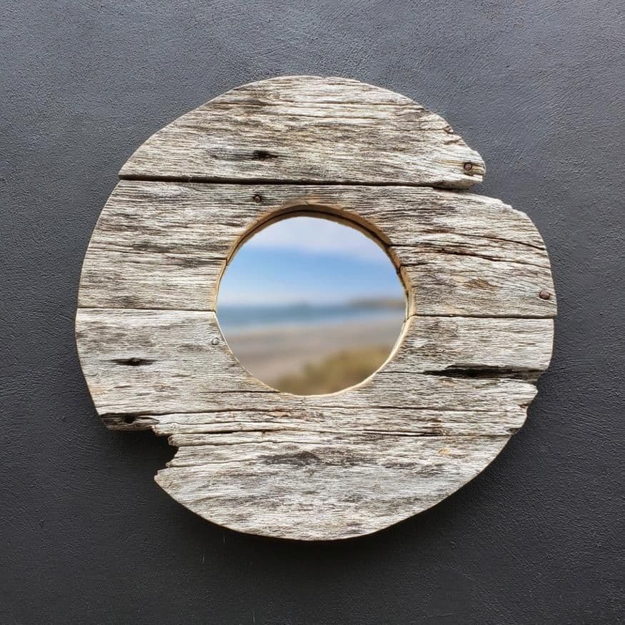 Round Driftwood Oak Mirror