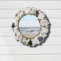 Round Rustic Seashell Mirror | Wall Mirror