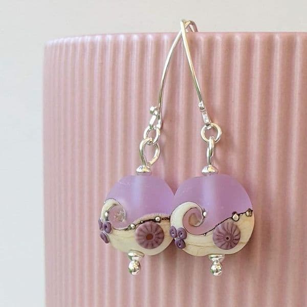 Round Sea Mist Glass Earrings |Julie Fountain