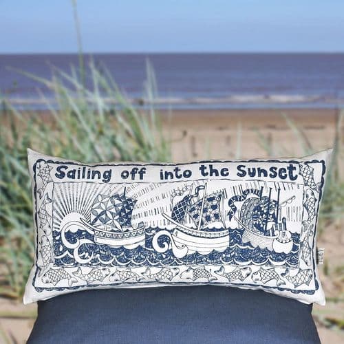 Sailing Ships Linen Cushion - Long