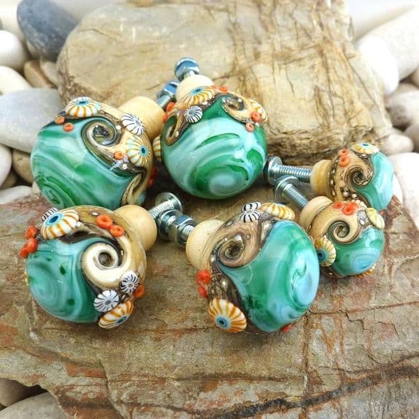 Sand & Sea Glass Door, Drawer Knobs | Drawer Pulls | Julie Fountain