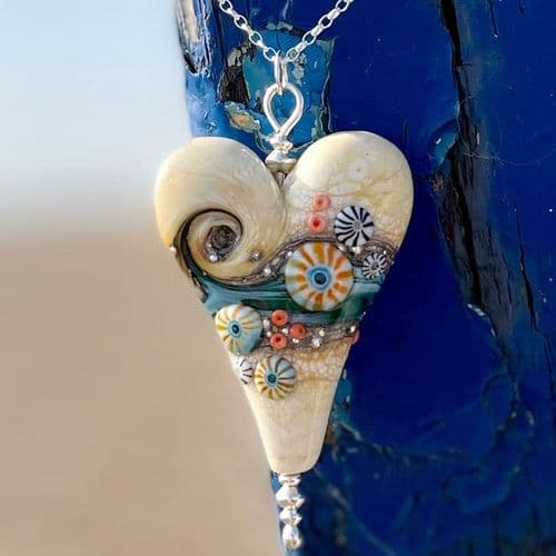 Sand & Sea Glass Heart Necklace – Extra Large