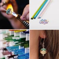 Sand & Sea Round Lampwork Glass Earrings | Glass Jewellery | Julie Fountain