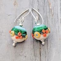 Sand & Sea Round Lampwork Glass Earrings | Glass Jewellery | Julie Fountain