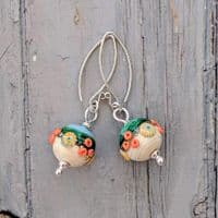 Sand & Sea Round Lampwork Glass Earrings | Glass Jewellery | Julie Fountain