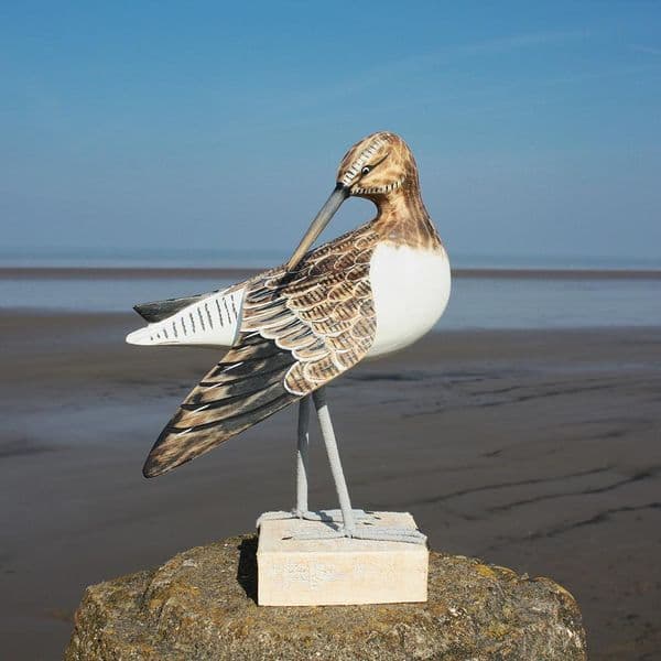 Sandpiper Preening Bird Carving | Wood Carving | Hand Carved Birds