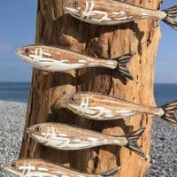 Sardine Shoal Sculpture | Hand Carved Wooden Fish