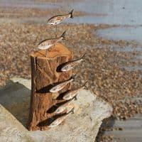 Sardine Shoal Sculpture | Hand Carved Wooden Fish