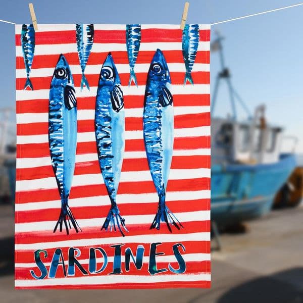 Sardines Tea Towel | Cotton Tea Towel