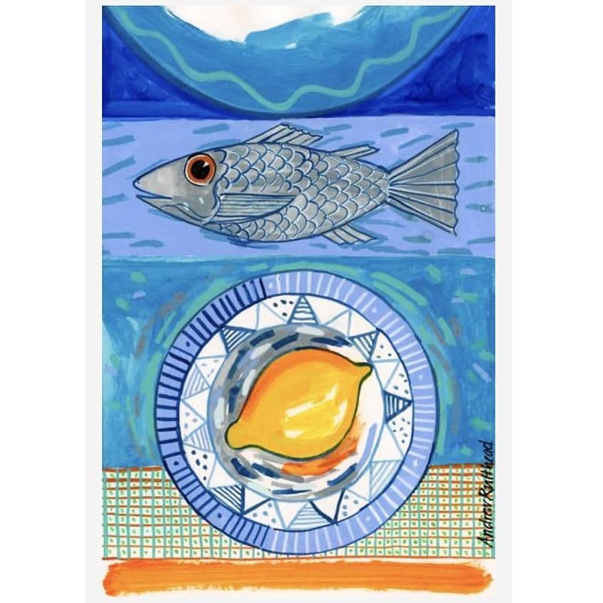 Sea Bass and Lemon Print | A3 Print | Andrew Ruffhead