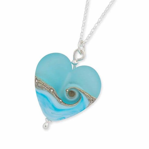 Sea Breeze Heart Necklace | Glass Pendant | Julie Fountain