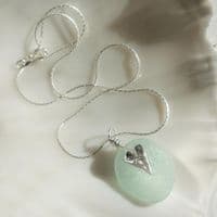 Sea Glass Pendant Necklace | Soft Blue | Beach Glass Jewellery | Sea Glass | Glass Jewellery