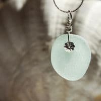 Sea Glass Pendant Necklace | Soft Blue | Beach Glass Jewellery | Sea Glass | Glass Jewellery
