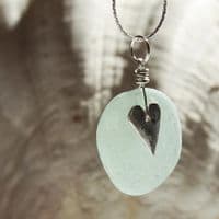 Sea Glass Pendant Necklace | Soft Blue | Beach Glass Jewellery | Sea Glass | Glass Jewellery