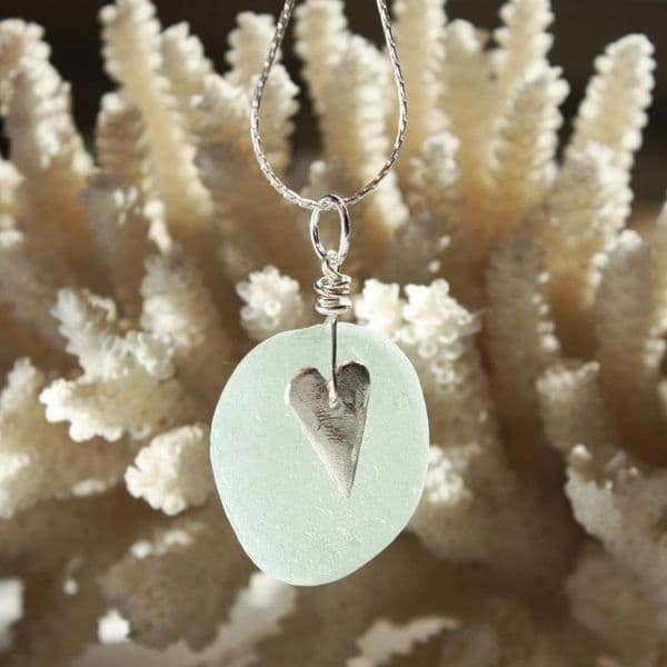 Sea Glass Pendant Necklace | Soft Blue | Beach Glass Jewellery | Sea Glass | Glass Jewellery