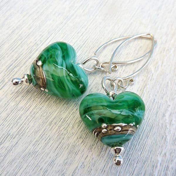 Sea Heart Earrings | Glass Jewellery | Julie Fountain