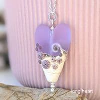 Sea Mist Heart Pendant Necklace | Glass Jewellery |Julie Fountain