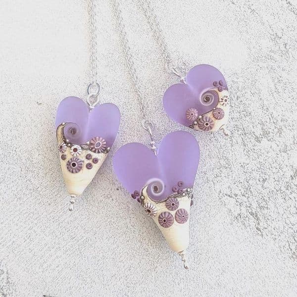 Sea Mist Heart Pendant Necklace | Glass Jewellery |Julie Fountain