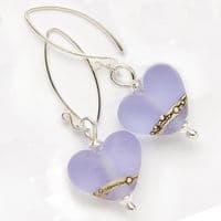 Sea Mist Heart Shaped Earrings | Glass Jewellery | Julie Fountain