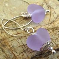 Sea Mist Heart Shaped Earrings | Glass Jewellery | Julie Fountain