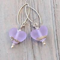 Sea Mist Heart Shaped Earrings | Glass Jewellery | Julie Fountain