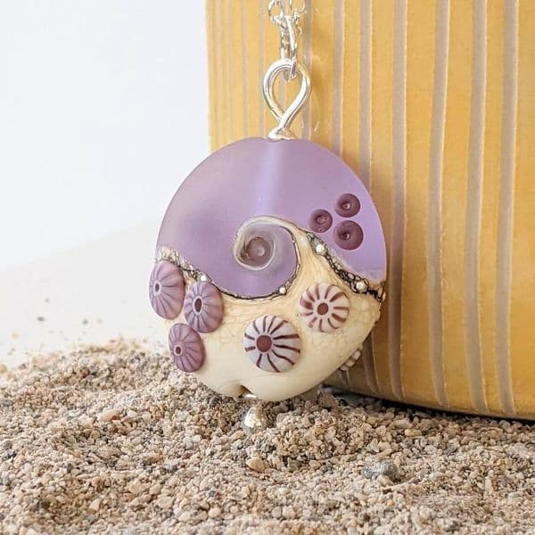 Sea Mist Round Pendant Necklace | Glass Jewellery | Julie Fountain