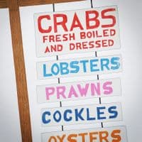 Seafood Sign | Linocut Print | Chris Taylor