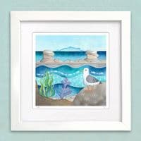 Seagull at Cellardyke Pool Print | Art Print | Louise Stocker