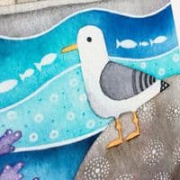 Seagull at Cellardyke Pool Print | Art Print | Louise Stocker