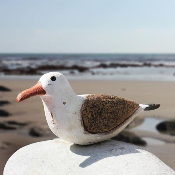 Seagull Sitting | Decorative Wooden Bird