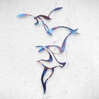 Seagulls - Tempered Metal Wall Art Hanging by Janet Mary Robinson