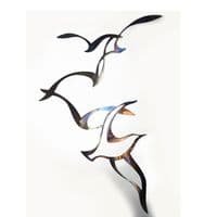 Seagulls - Tempered Metal Wall Art Hanging by Janet Mary Robinson
