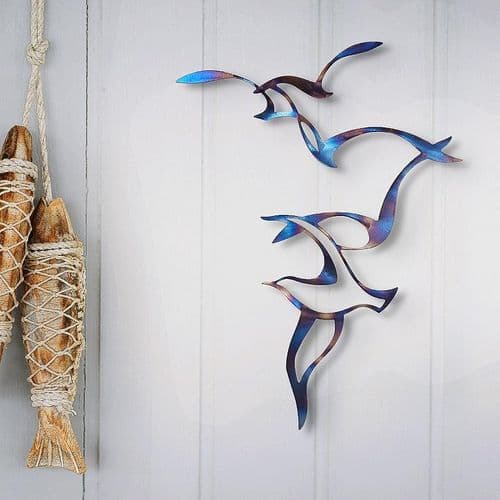 Seagulls - Tempered Metal Wall Art Hanging