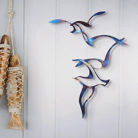 Seagulls - Tempered Metal Wall Art Hanging