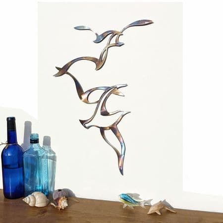 Seagulls - Tempered Metal Wall Art Hanging
