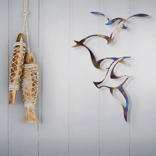 Seagulls - Tempered Metal Wall Art Hanging
