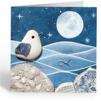 Seagulls & Whales Moonlight Cards | Pack of 4 | Greeting Cards | Louise Stocker