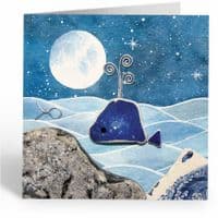 Seagulls & Whales Moonlight Cards | Pack of 4 | Greeting Cards | Louise Stocker